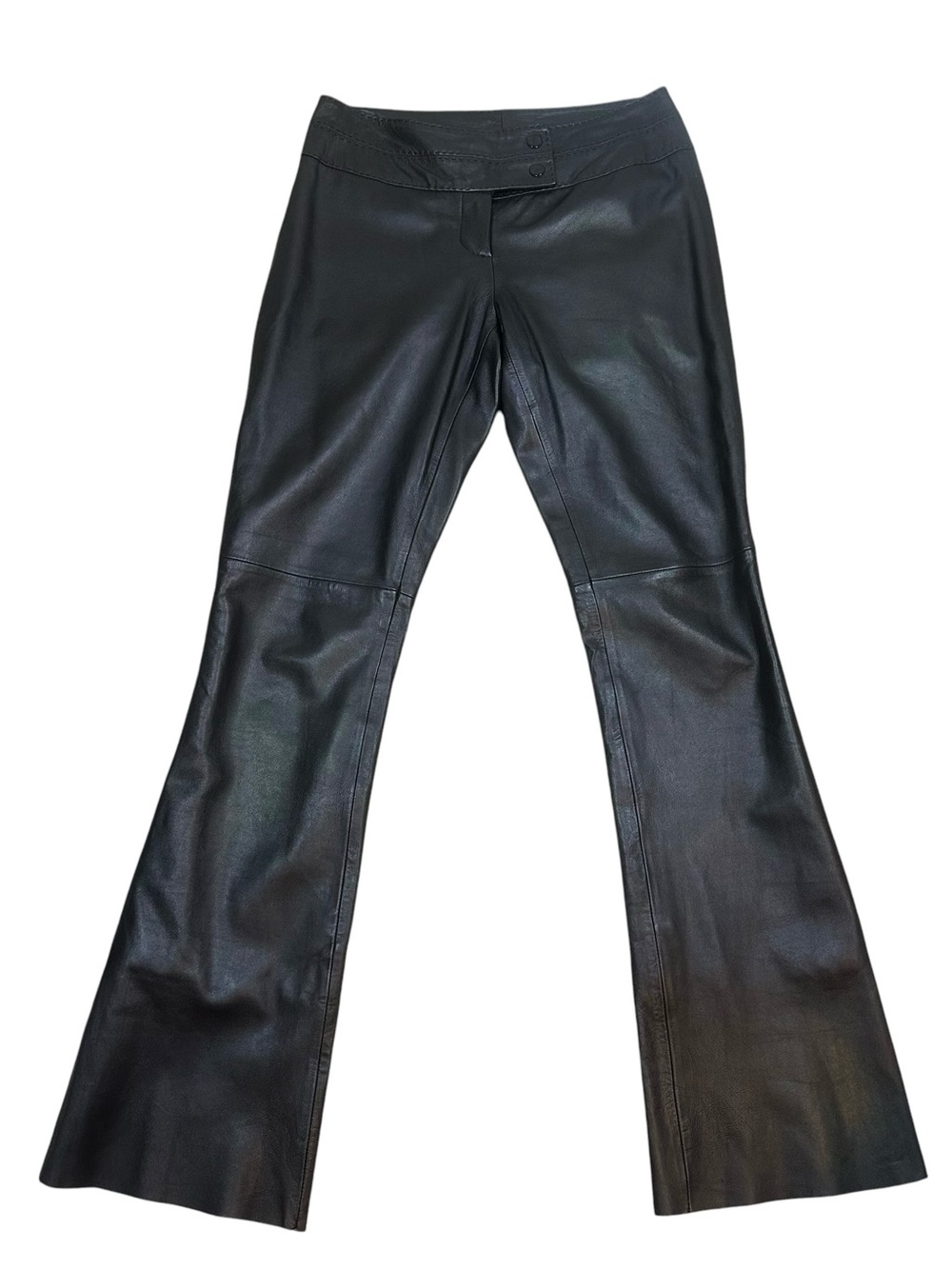 Cache Lamb Leather Flare Pants Y2K Moto Black Punk Goth Vintage 2000’s Size 2